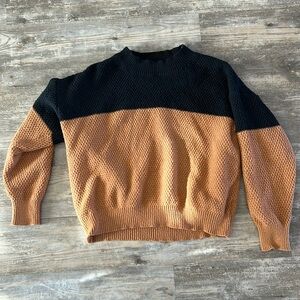 Color Block Crew Neck Brown and Black Sweater Size Large